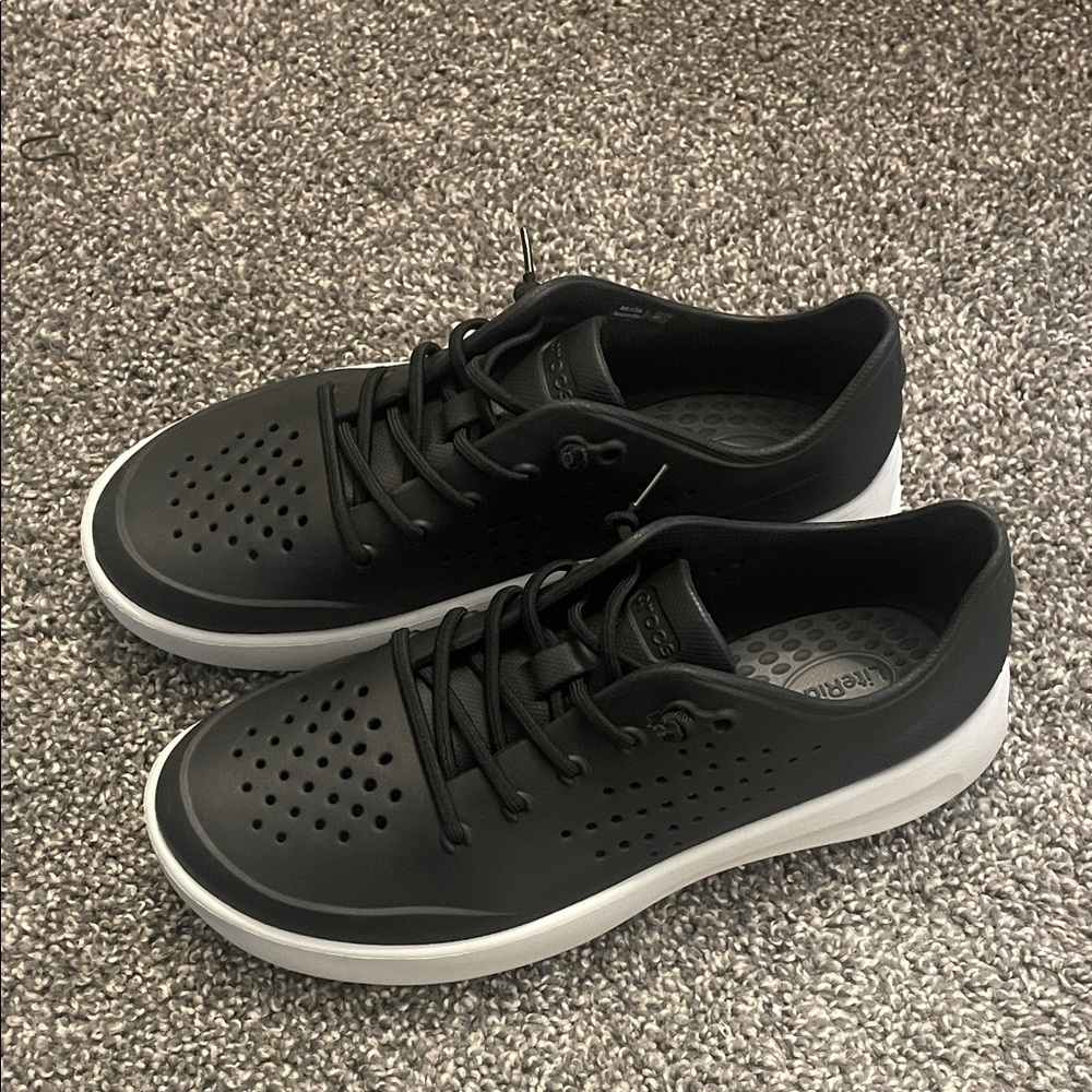 CROCS Casual Black Slip-On Sneakers with White Sole